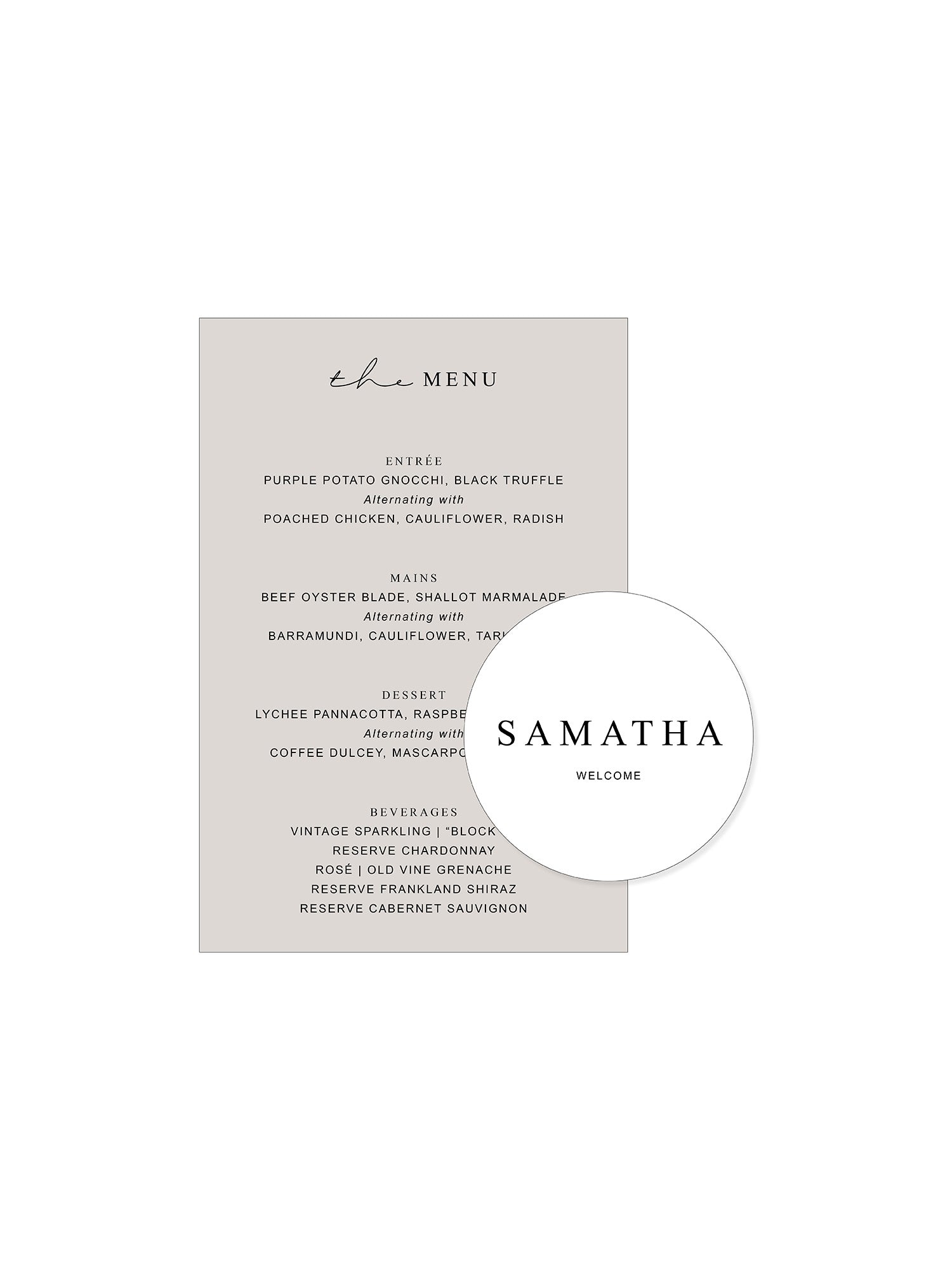 Monogram Menu Package